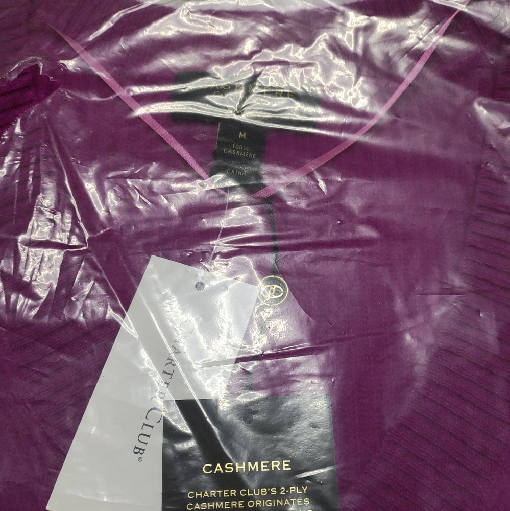 Charter Club Women 100% Cashmere  Sweater Brand New Fuchsia Size M